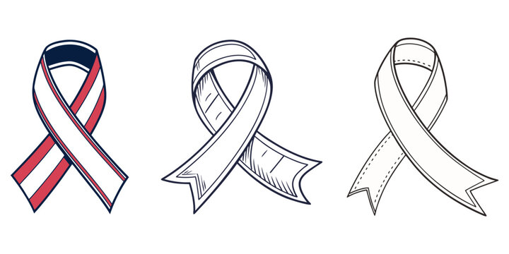 Pink ribbon awareness symbol isolated on transparent background, Black awareness ribbon isolated. Mourning and melanoma symbol. White banner with cancer cancer realistic black ribbon. Design template