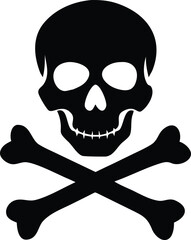 Classic Symbol of Mortality A Black and White Skull and Crossbones Design for Pirate Flags and Halloween Decor