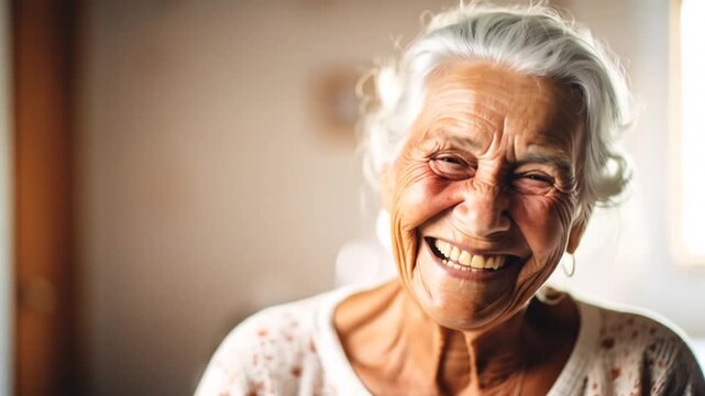 Senior woman portrait indoor happy