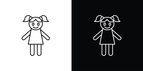 doll icon in editable stroke. EPS 10 vector illustration.