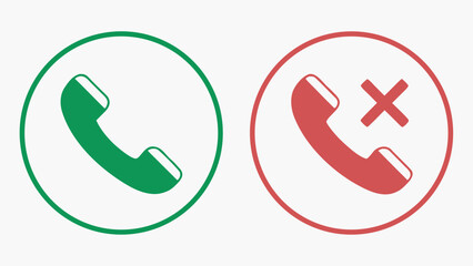 Green and red phone icons representing call accepted and rejected