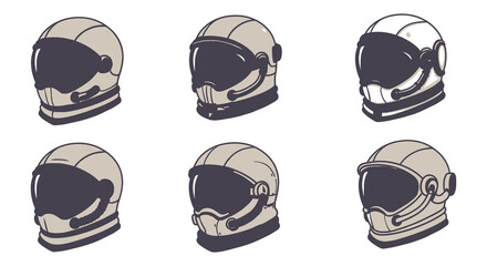 A set of colorful astronaut helmets in different shades and styles © AL-AMIN