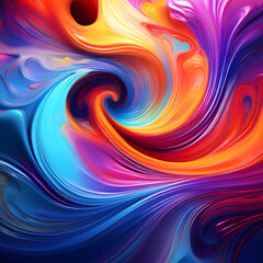 Concentric Color Vortex: A Dynamic Abstract Swirl of Blue, Orange, Red, and Purple Fluidity