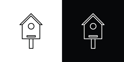 Bird house icon in editable stroke. EPS 10 vector illustration.