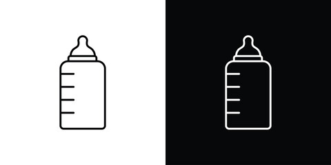 Baby milk bottle icon in editable stroke. EPS 10 vector illustration.