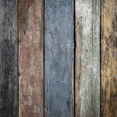 Fototapeta premium Close-up of an aged, multi-colored wooden plank surface showcasing rich texture and rustic charm