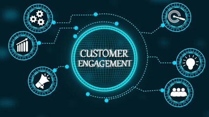 Customer Engagement Strategy Infographic with Icons and Connections business marketing - Powered by Adobe