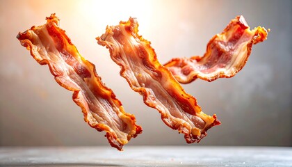Crispy bacon slices in mid-air (1)