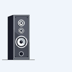 Obraz premium A tall black speaker with three circular drivers on a light background.