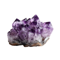 Crystal Cluster Amethyst Isolated on Pure White Background