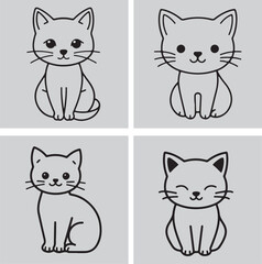 set of cute cats