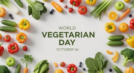 World vegetarian day celebration with fresh vegetables arranged in a circle