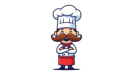 Chef's Culinary Excellence: A delightful chef embodies culinary mastery and cheerful demeanor in a whimsical illustration, personifying the art of gastronomy with style.