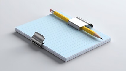 Detailed 3D Illustration of a Lined Notebook Page in Minimal Design