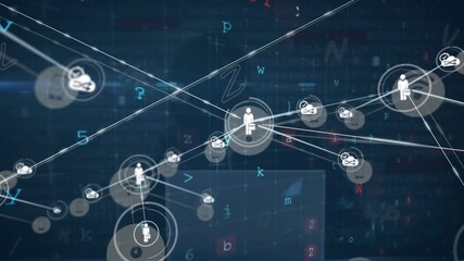 Animation of network of digital icons, cyber security data processing over male hacker using laptop - Powered by Adobe