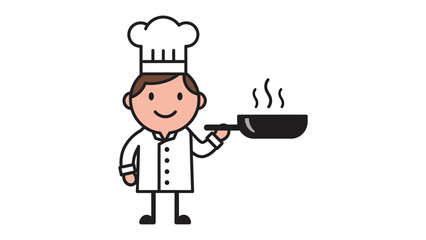 Culinary Artisan's Passion: A chef with a chef's hat is holding a pan, emanating heat waves, signifying the art and warmth of cooking.
