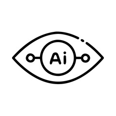 AI Eye Icon for Vision, Surveillance, Technology, and Artificial Intelligence