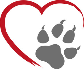Hundepfote, Wolfspfote, Herz, Logo, Button, Dog logo