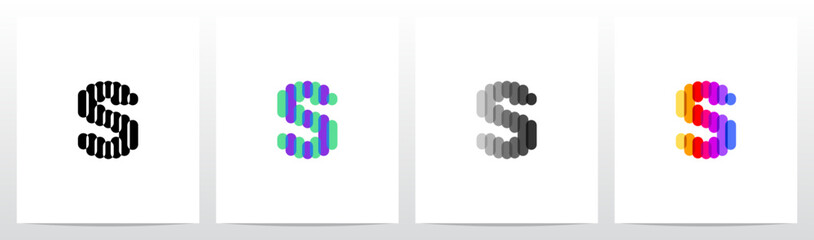 Colorful Transparent Stripes Overlay Lines Letter Initial Logo Design S