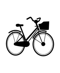 Silhouette of a Classic Bicycle with a Basket a Simple and Elegant Design Great for Transportation and Recreation