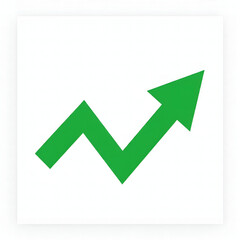 Green  arrow showing market growth with white background
