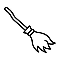 Magical Witch Broom Icon for Halloween, Fantasy, and Decoration