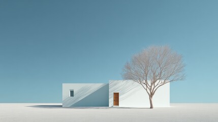 Minimalist architecture and tree scenes