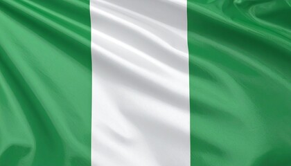 Obraz premium Nigerian flag with green-white-green vertical stripes.