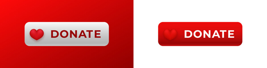 Heart icons highlight the word donate on vibrant buttons, enhancing user engagement for donations.