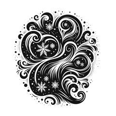 Abstract Swirls in Monochrome Style in Black and White for Decorative Use