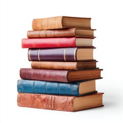 A stack of antique books, showcasing aged textures and a range of classic bindings. Each book tells a silent story of knowledge and history