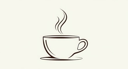 Obraz premium Simple hand-drawn style coffee cup with steam rising creating a cozy and inviting morning beverage atmosphere