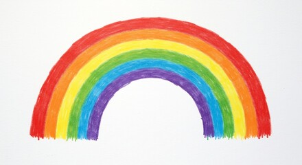 鮮やか虹色クレヨン画 優しい光彩 子供の手描き風. AI Generated