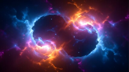 Obraz premium Cosmic Collision: Abstract Nebula Energy Art