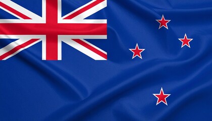 New Zealand flag with blue field, Union Jack, and four red stars.