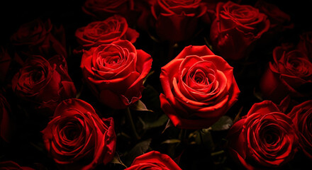 Obraz premium Deep Red Roses Floral Texture