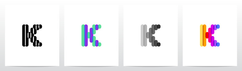 Colorful Transparent Stripes Overlay Lines Letter Initial Logo Design K