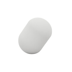 A smooth, light gray oval form stands out against a dark background.