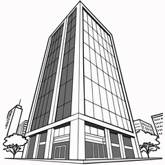 Fototapeta premium Tall office building in a city with trees and other structures