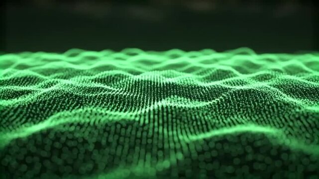 Green Abstract Digital Waves Futuristic Data Visualization