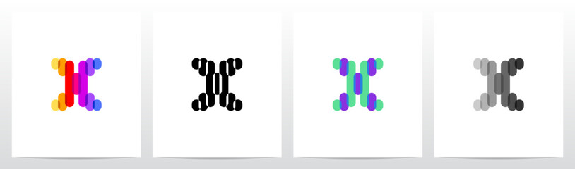 Colorful Transparent Stripes Overlay Lines Letter Initial Logo Design X