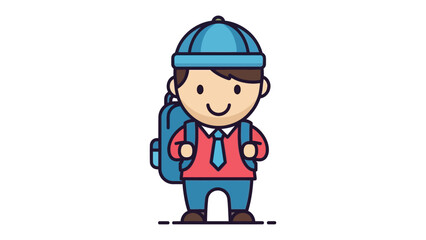 Young Student Ready for School: A cheerful cartoon illustration of a young student, equipped with a backpack and a welcoming smile, ready for a day of learning and exploration.