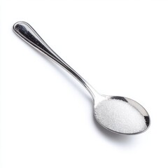 A silver spoon filled with sugar