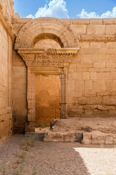 Ancient doorway ruins of the main temple in Hatra Iraq