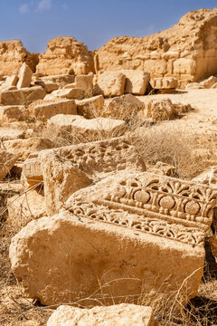 Ancient stone ruins in the main temple of Hatra Iraq