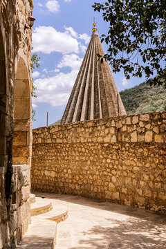 Conical peaks of Lalish temple in Iraq
