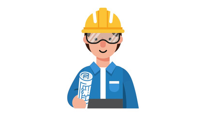 Construction Professional's Blueprint: An illustration features a construction professional, confidently holding a blueprint, embodying expertise and dedication within the construction industry. 