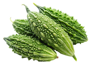 Bitter melon isolated on transparent background, also known as bitter gourd or karela