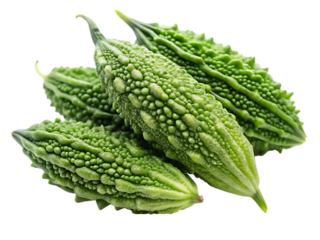 Bitter melon isolated on transparent background, also known as bitter gourd or karela