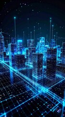 Fototapeta premium Futuristic Cityscape, Night View, Digital Art